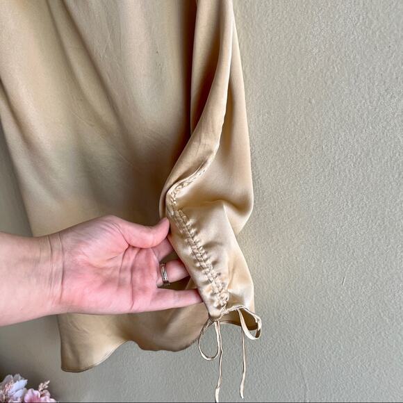 Amanda Uprichard Chiara Dress in Earth 100% Silk Asymmetrical Mini Dress Size M - Picture 7 of 10